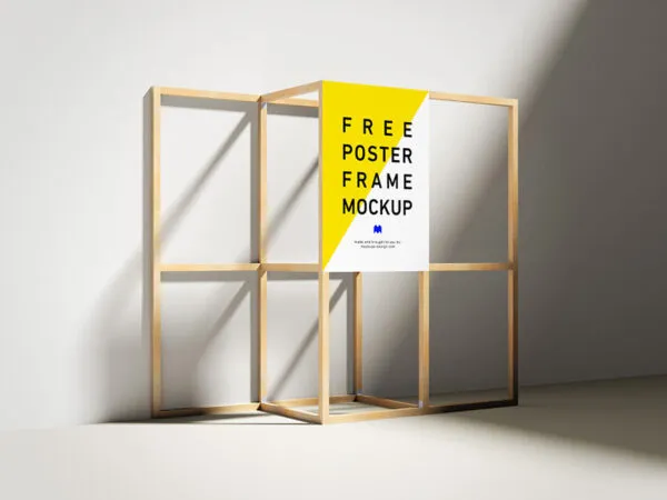 Two Angled and Front View Wooden Poster Frame Mockups 1
