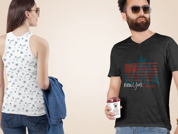 Two Apparel Mockups of a Woman and a Man T shirts 1
