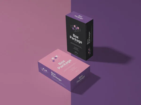 Two Box Packages Standing and Lying Down Mockup 1