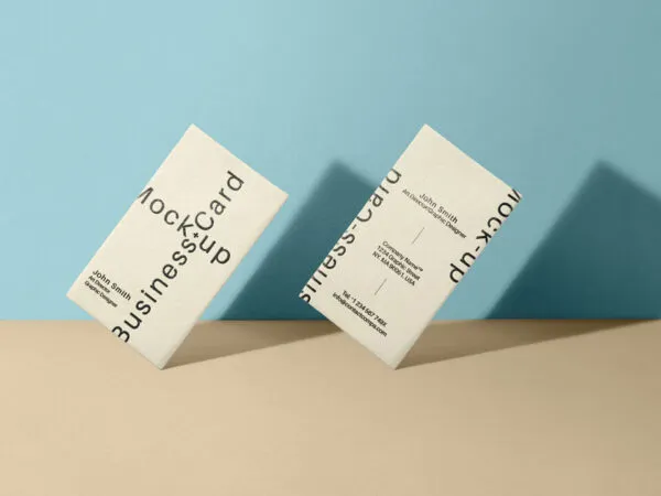 Two Business Card Mockup with Realistic Shadows 1