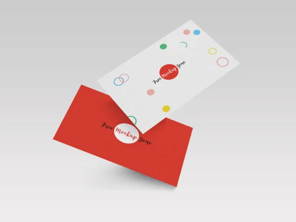 Two Business Cards with Changeable Positions Mockup 34 Angle View 1