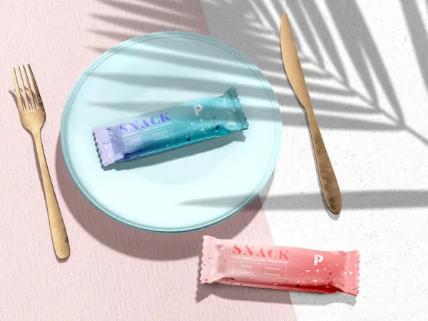 Two Candy and Snack Bars on a Table Mockup 1