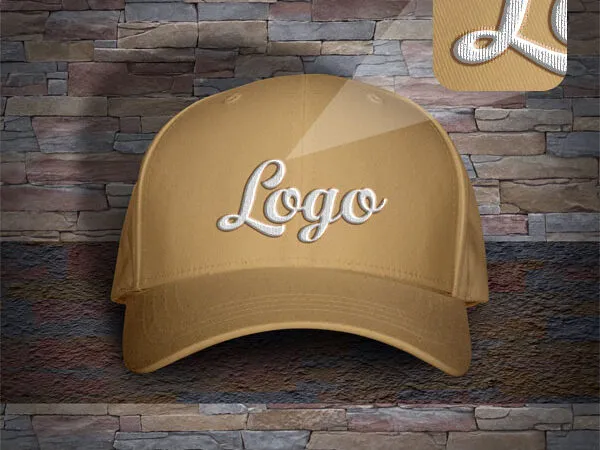Two Caps Placed on Stone Step in Front View Mockup 1