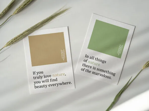 Two Cards in a Scene Decorated with Wheat Flowers Mockup 1
