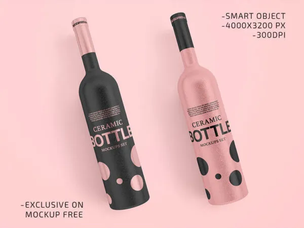 Two Ceramic Drink Bottle with Simple Mockups 1
