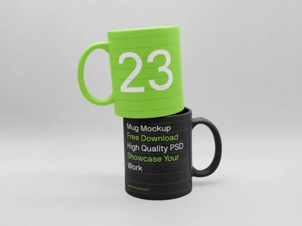 Two Ceramic Mug Mockup in Facing View 1