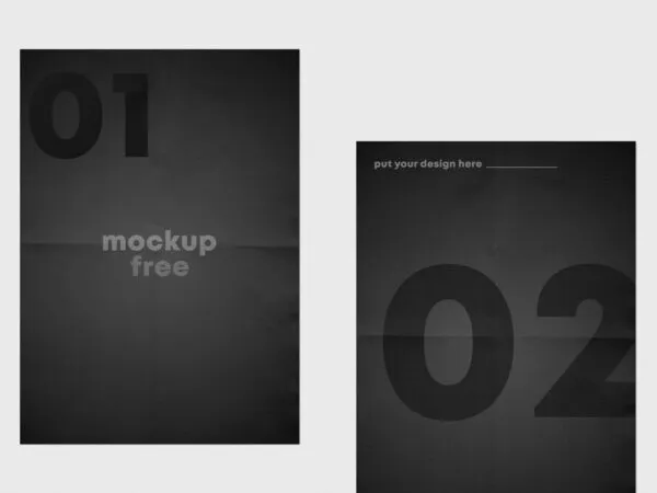 Two Creased Flyers in Top View Mockup 1