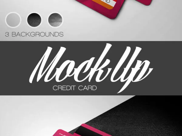 Two Credit Cards Laid in Overhead View Mockup 1