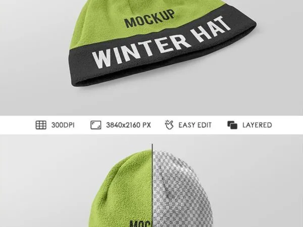Two Cuffless Winter Hat Mockups 1