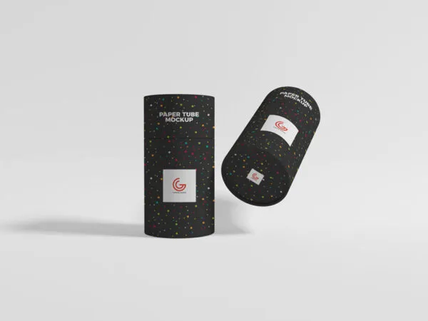 Two Cylindrical Packaging Paper Tubes Mockup in Different Angles 1