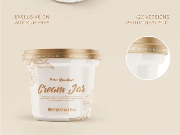 Two Cylindrical Plastic Cream Jar Mockups 1