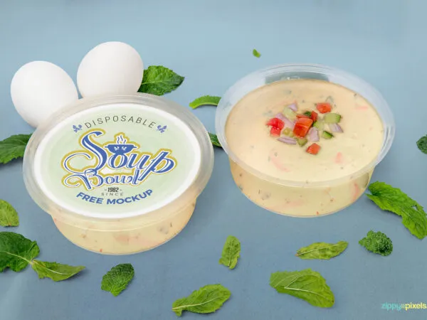 Two Disposable Soup Bowl Mockup 1