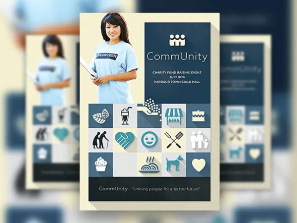 Two Flat Design Community Flyer Template 1