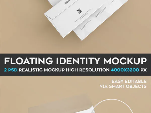 Two Floating Branding Identity Mockups from Perspective View 1