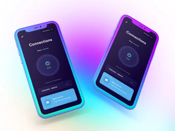 Two Floating Clay iPhones Mockup 1