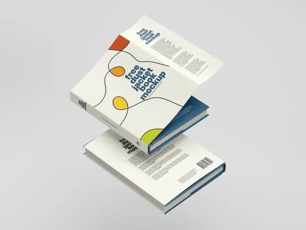Two Floating Dust Jacket Books Mockup 1