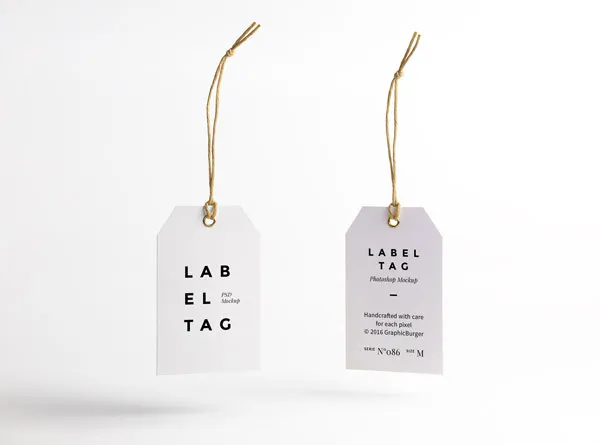 Two Floating Paper Label Tags Mockup 1