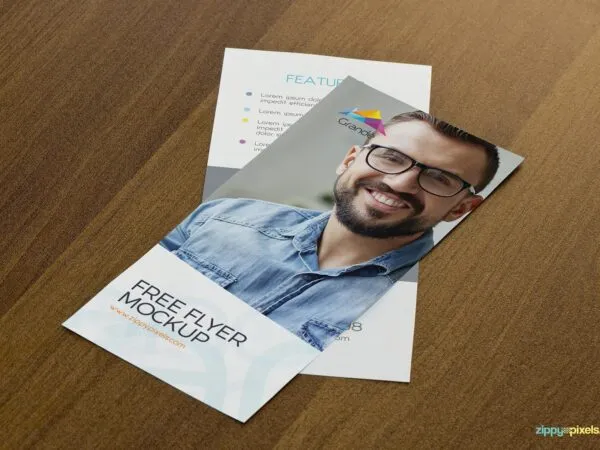 Two Flyers on a Wooden Floor Mockup 1