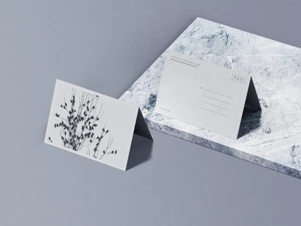 Two Folded Postcard Mockup with Image 1