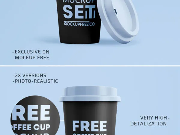 Two Front View Coffee Cup with Lid Mockups 1