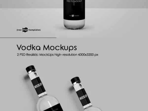 Two Glass Vodka Bottles Mockups 1