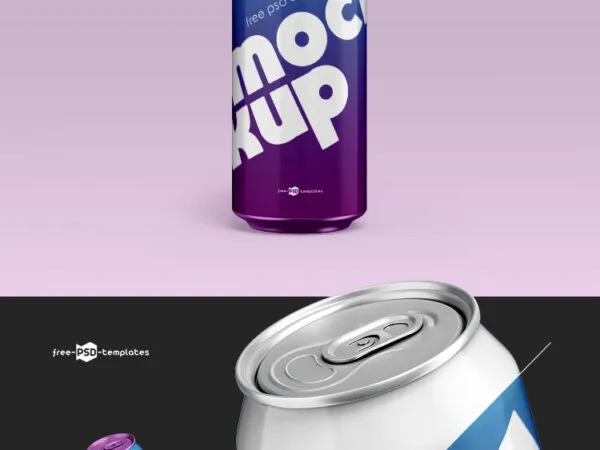 Two Glossy Aluminum Can Mockups 1