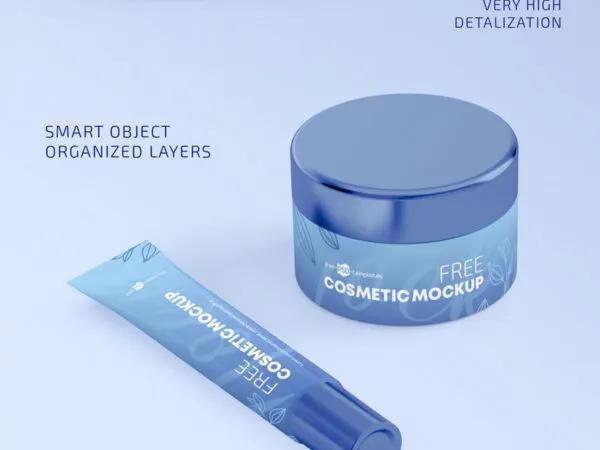Two Glossy Plastic Cosmetic Tube and Jar Mockups 1
