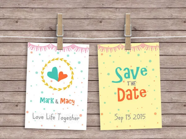 Two Hanging Cards Mockup With Clothepins 1