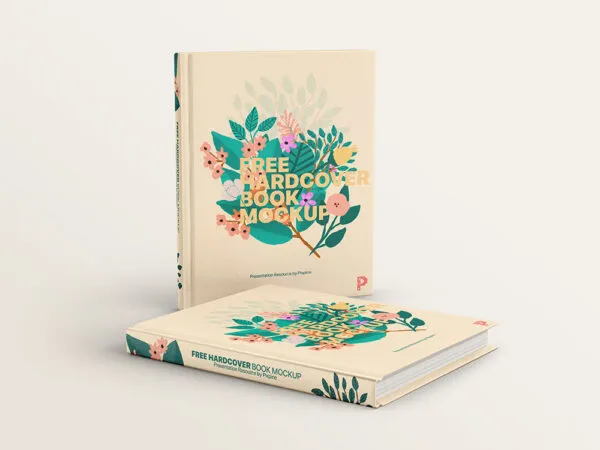 Two Hardcover Books Mockup Standing and Laid Down 1
