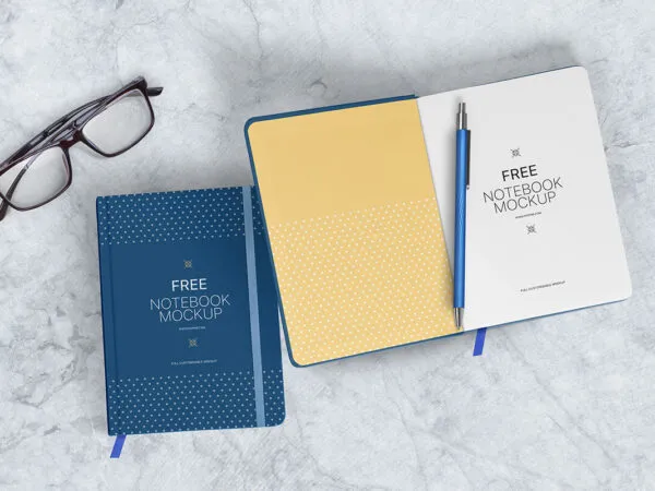 Two Hardcover Notebooks Mockup 1