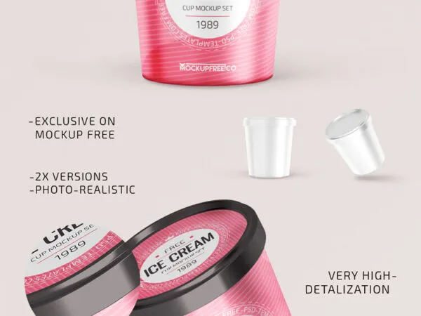 Two Ice Cream Plastic Round Box Mockups 1