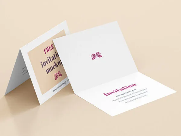 Two Invitation Mockup in Different Positions 1