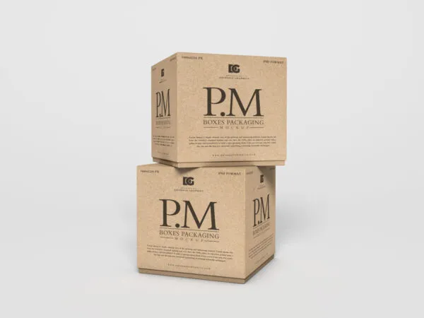 Two Kraft Boxes Packaging Piled on Each Other Mockup 1