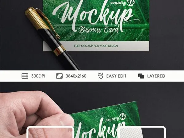 Two Laid on the Floor and Hand Holding Business Card Mockups 1