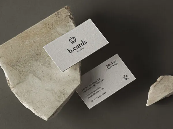 Two Levitating Business Cards Mockup 1