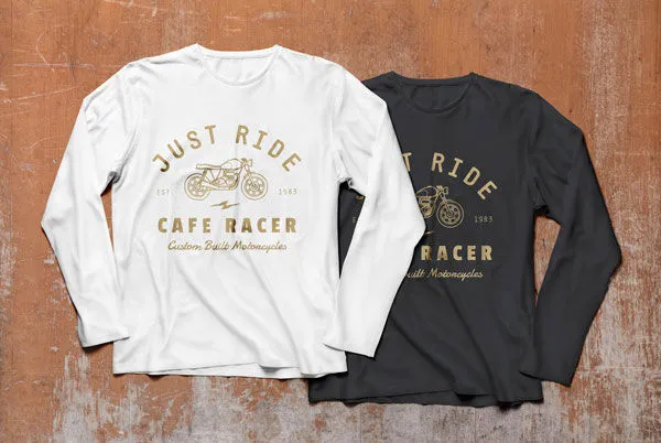 Two Long Sleeve T Shirts Back and Front View Mockup 1