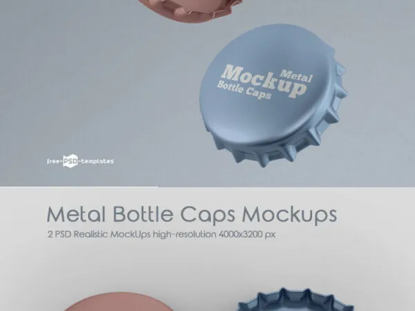Two Metal Bottle Caps Mockups 1