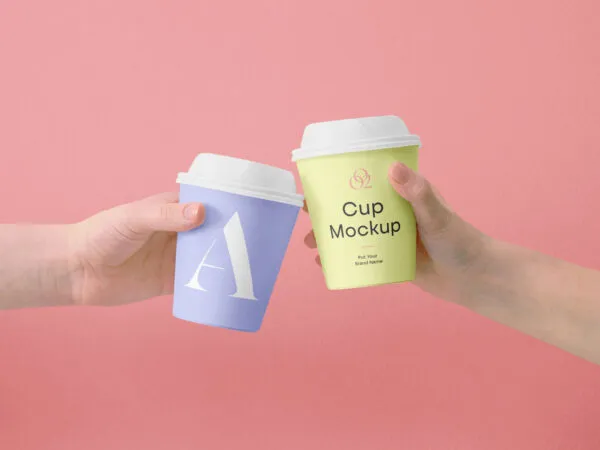 Two Mini Coffee Cup Mockups in Hands 1