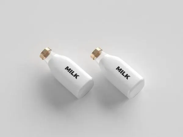 Two Minimal Bottles on White Background Mockup 1