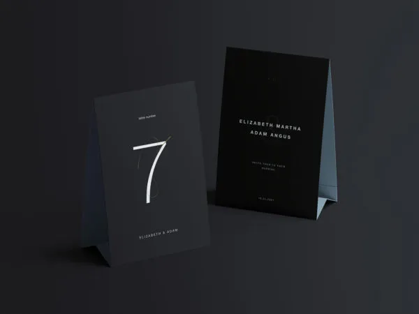 Two Minimal Vertical Table Tents Mockup in a Solid Background 1