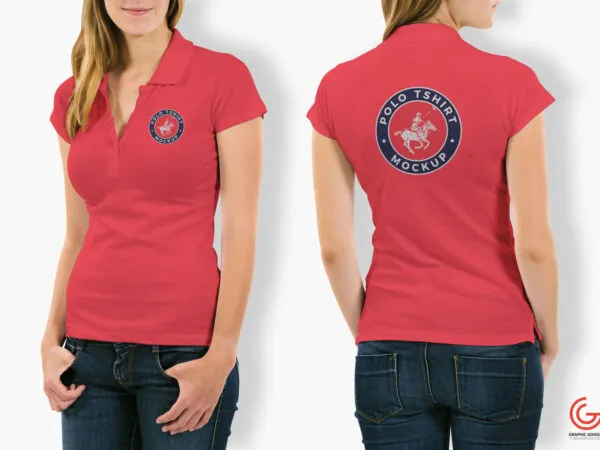Two Mockup of a Woman Wearing a T shirt Back and Front Views 1