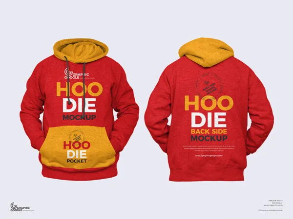 Two Mockups Featuring Front and Back Sides of Hoodie in Front View 1