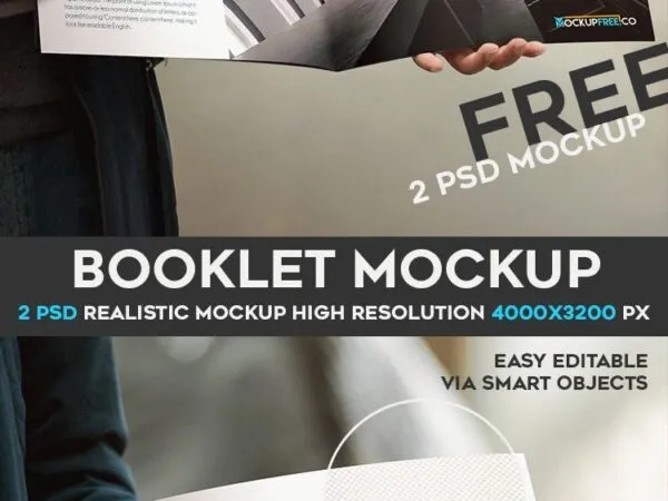 Two Mockups Featuring Man Holding Opened and Closed Booklets 1