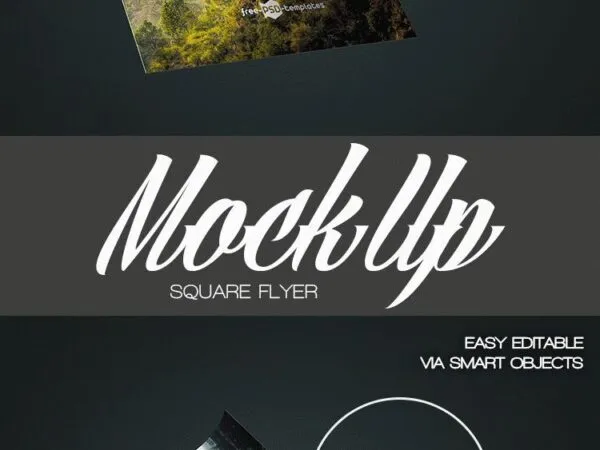 Two Mockups Featuring Two Square Flyers 1