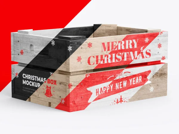 Two Mockups Featuring Two Wooden Christmas Boxes 1