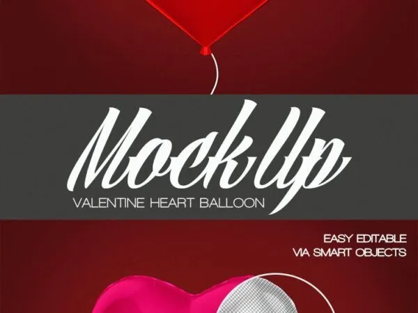 Two Mockups Featuring Valentine Heart Balloons 1