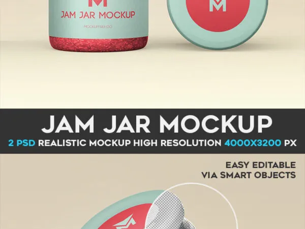 Two Mockups Featuring a Glass Jam Jar with a Metal Lid 1