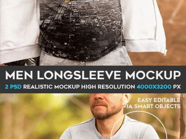 Two Mockups Featuring a Men Wearing a Long Sleeve Shirt 1