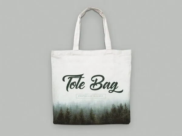 Two Mockups Showing Front View of Canvas Tote Bags 1