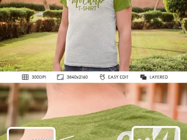 Two Mockups Showing Man Model Wearing T shirt Back and Front View 1